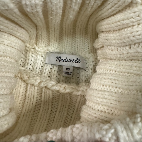 Madewell Wide Rib Turtleneck Sweater Striped Green and White Size Extra Small - Picture 9 of 12
